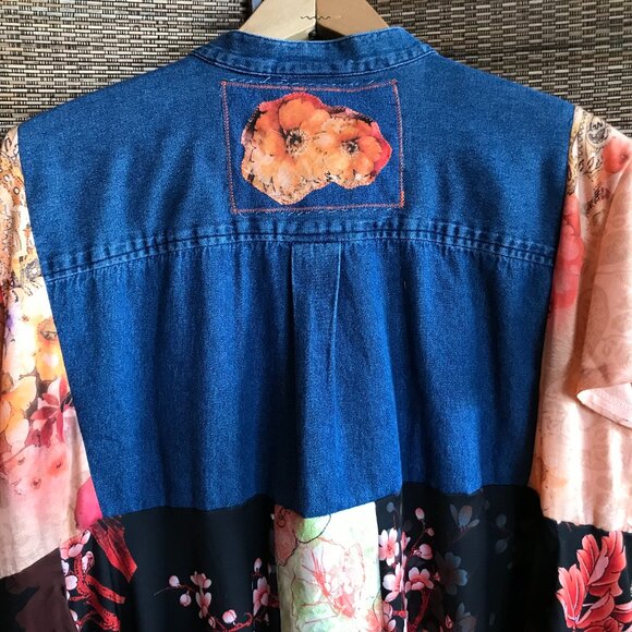Handmade Boho Patchwork Duster, Size L-XL: Upcycled Hippie Tunic - Picture 16 of 16